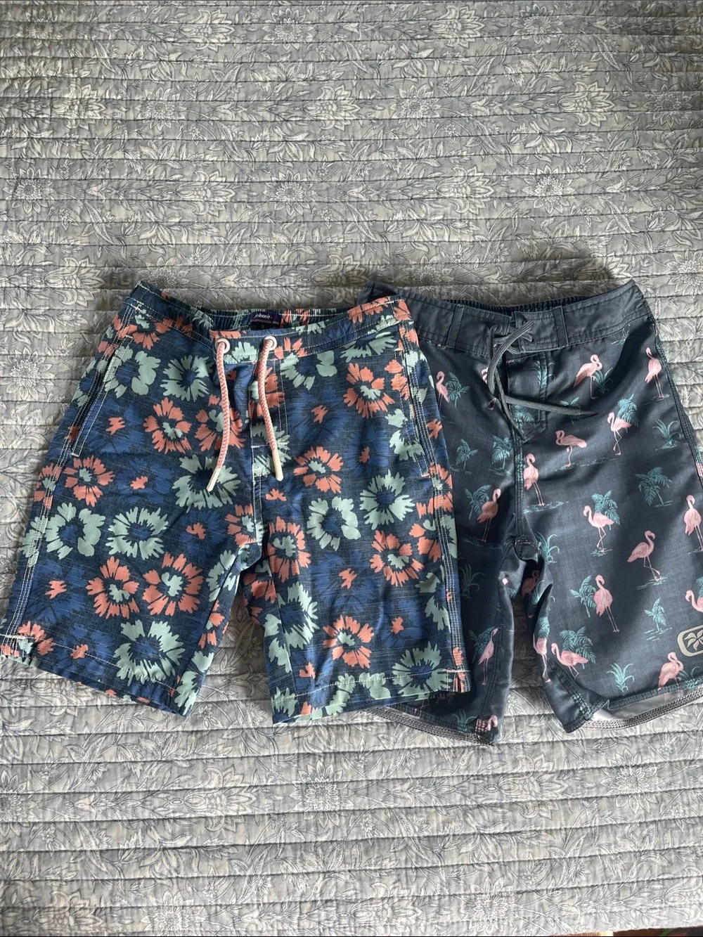 Johnnie-O and Quiet Storm boutique boys swim trunks/board shorts sz 7 & 8 EUC